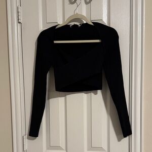 Alice + Olivia Black Long Sleeve Crop Top